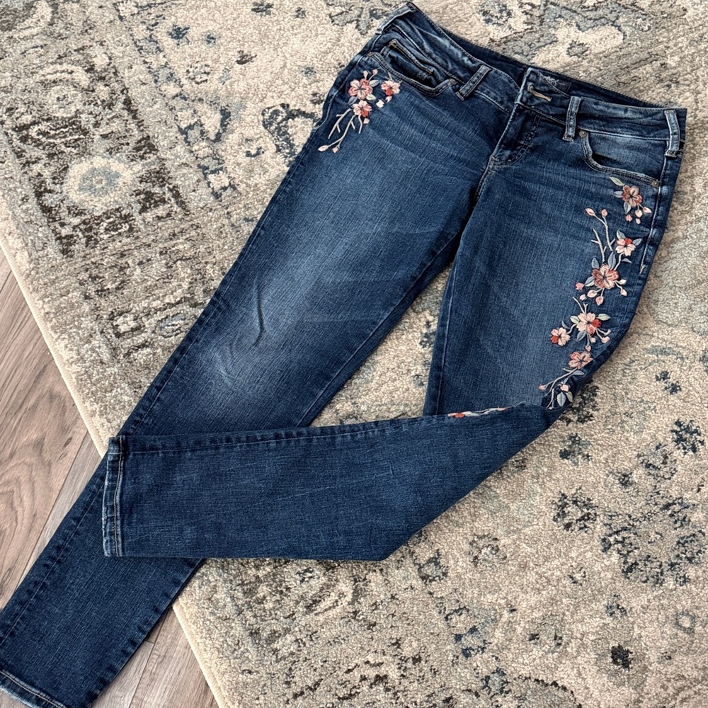 Silver Jeans Dark Blue Floral Skinny Jeans